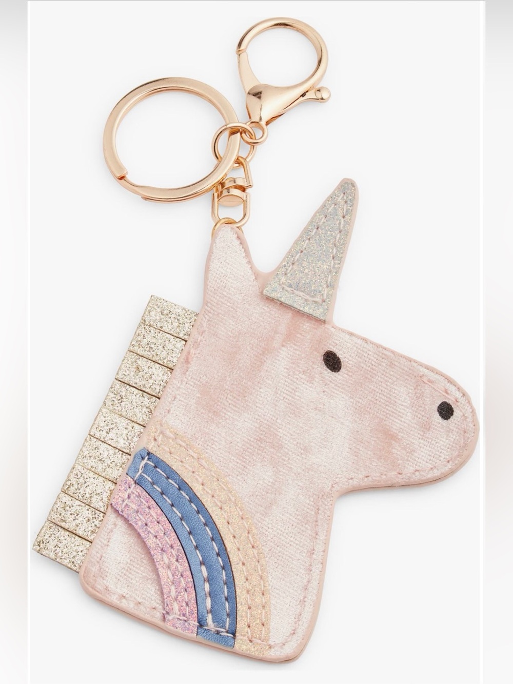 Pink Velvet Unicorn Keychain with Glitter